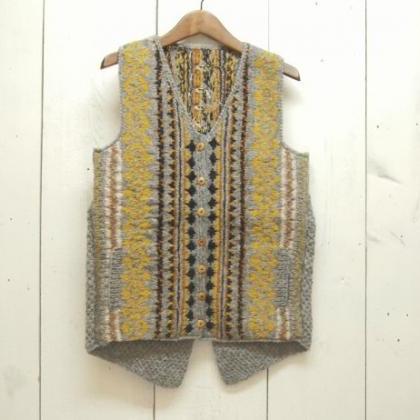 Hand-knit Cardigan Vest Tirol