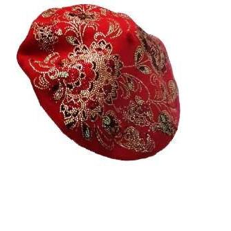 Baroque Style 100% Wool Hat With Rhinestones..