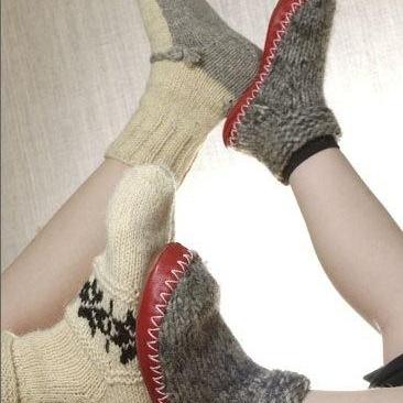 Hand Knit Wool Soft Grey Socks-slippers In Natural..