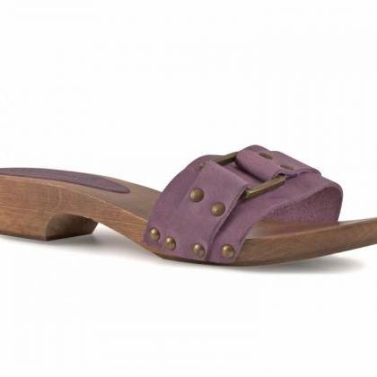 Women Clogs With Buckle Leather Handmade Size..