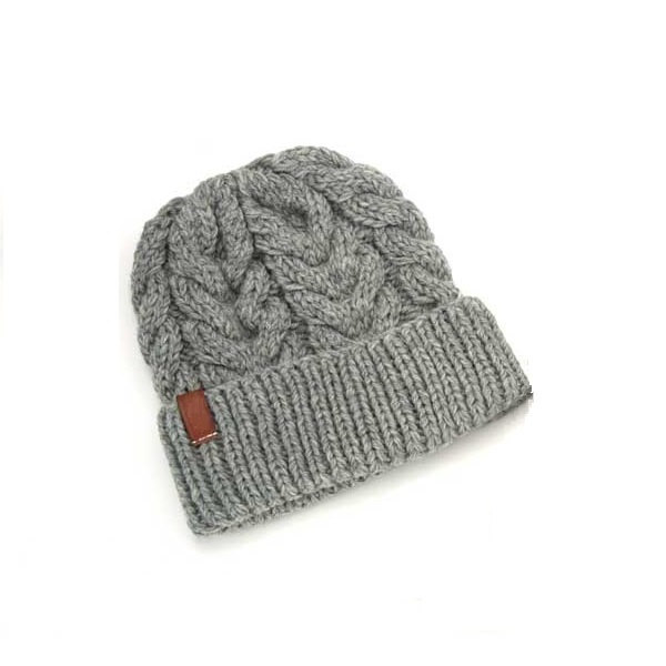 Cabled Knit Hat Mens Beanie Grey Cable Guys Cap